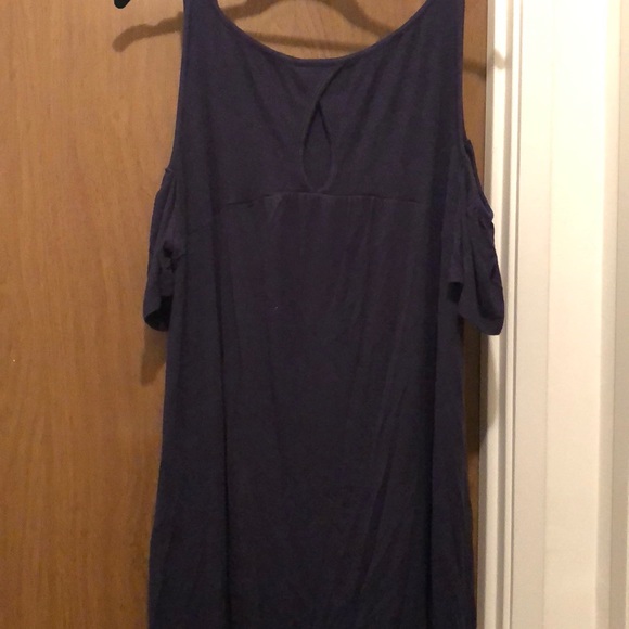 Navy blue cut out shoulder blouse - Picture 5 of 5